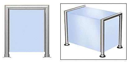 CRL Brushed Stainless Elegant 146 Series 1-1/2" Tubing Glass On Top, Front, and One End or Both Ends Sneeze Guard - SG5146BS