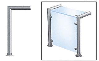 CRL Brushed Stainless Contemporary 205 Series 1-1/2" Tubing Glass On Top and Front Only Sneeze Guard - SG5205BS