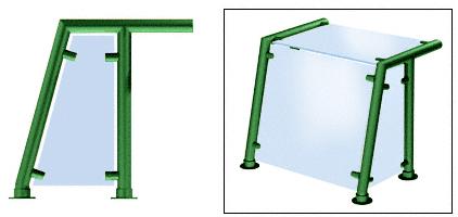 CRL Powder Painted Contemporary 212 Series 1-1/2" Tubing Glass On Top, Front, and One or Both Ends Sneeze Guards - SG5212PT