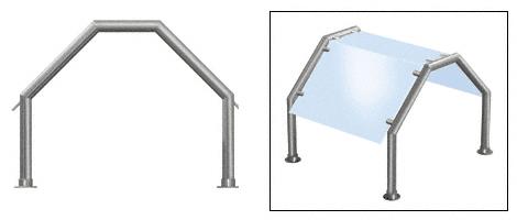 CRL Brushed Stainless Contemporary 213 Series 1-1/2" Tubing Glass On Top and Slants Only Sneeze Guard - SG5213BS