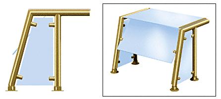 CRL Polished Brass Contemporary 304 Series 1-1/2" Tubing Glass On Top, Front, and One or Both Ends Moveable Glass Sneeze Guard - SG5304PB