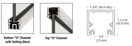 CRL Brite Brushed Anodized 120" "U" Channel with Roll-In Top Load Gasket - UCBBA3812SL